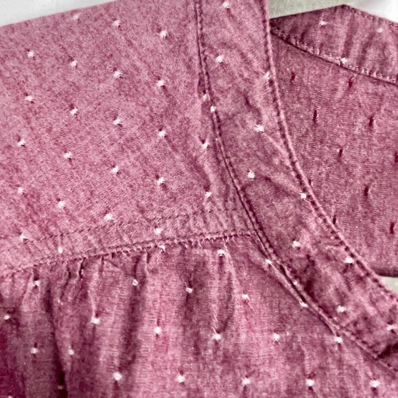 St. John's Bay 100% Cotton Button Down Boxy Puff Sleeve Plum Blouse Women's 1X - Picture 5 of 14